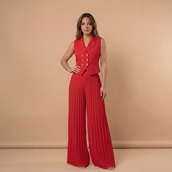 Conjunto Élise™ de Chaleco y Pantalón Plisado