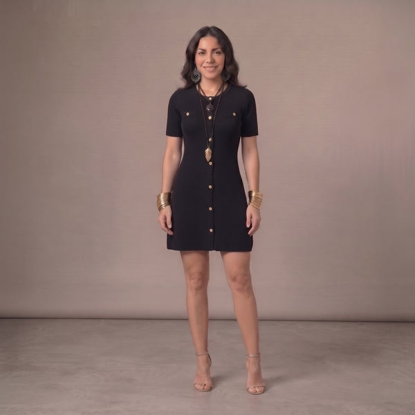 Vestido de Punto Colette™ con Botones Dorados